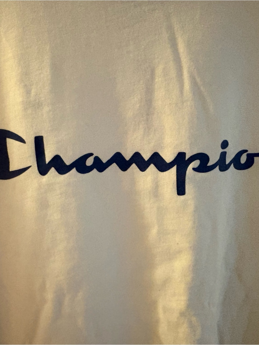 Champion Cream crop top with Navy Accent